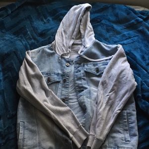 Hoodie jean button up jacket